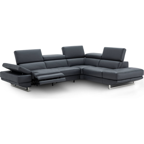 Annalaise Sectional Sofa w/ Right Facing Chaise in Blue Grey Leather